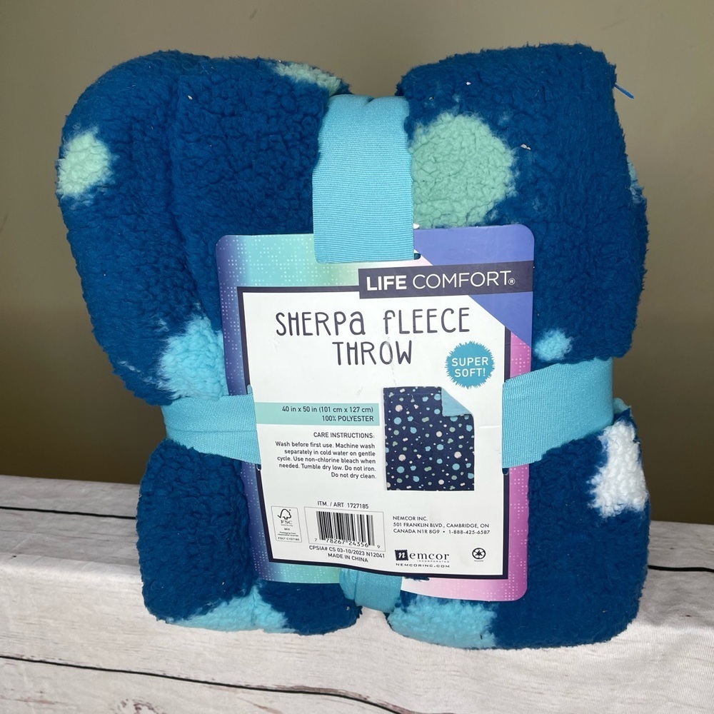 Sherpa Fleece Throw - Blue